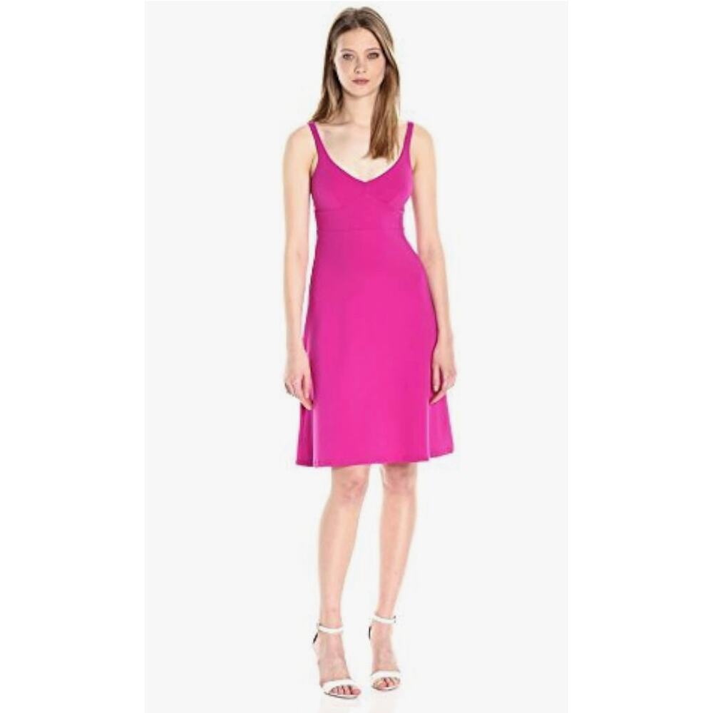 Susana Monaco Babydoll Dress XS - S Hot Pink Mini Sleeveless Cutout Back Summer